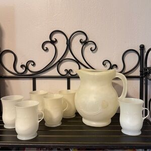Vintage Kool-Aid Smiley Face
Pitcher with 6 Cups - White Drink Set